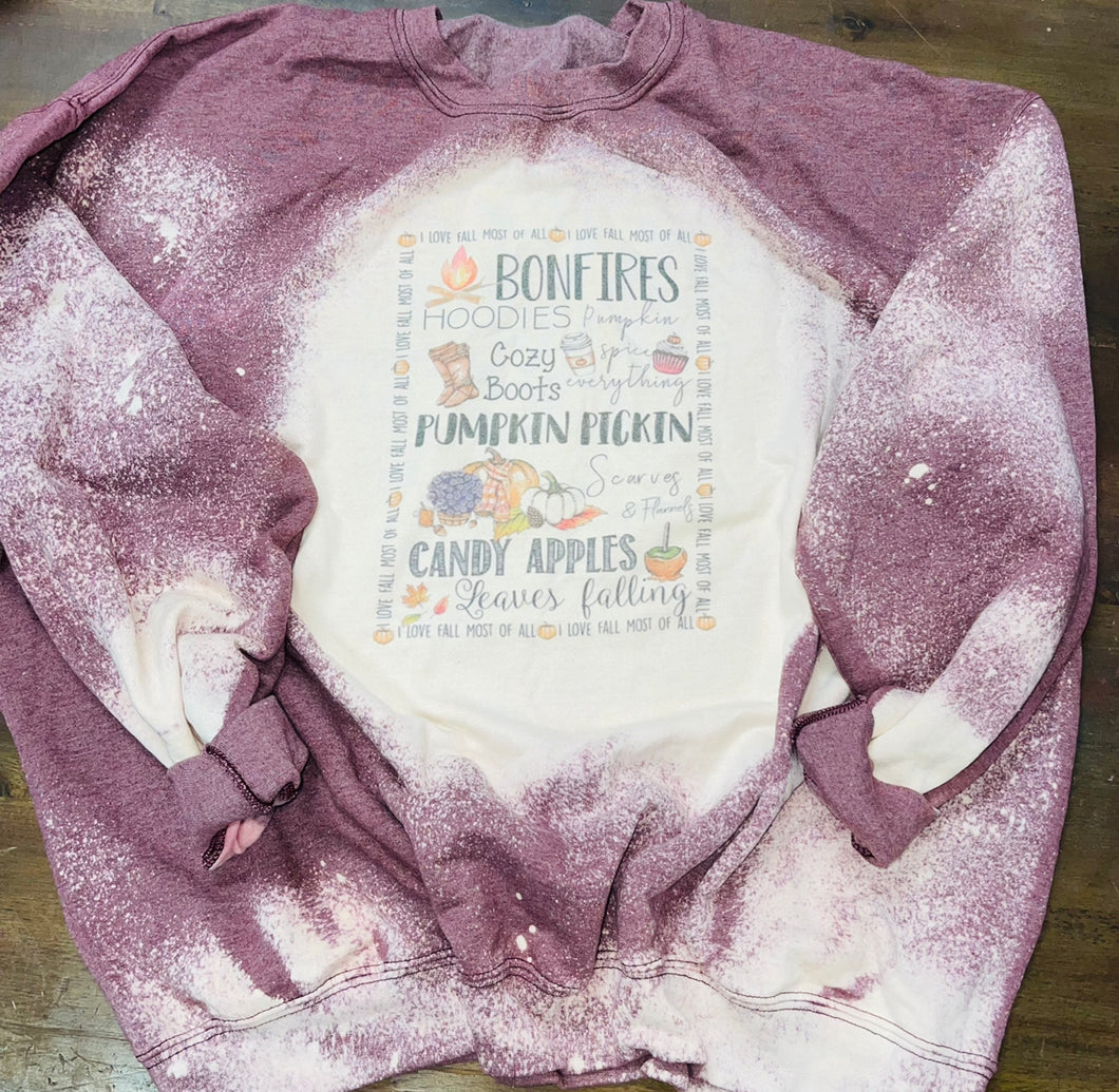 Bonfires hoodies sweatshirt Xlarge custom bleached