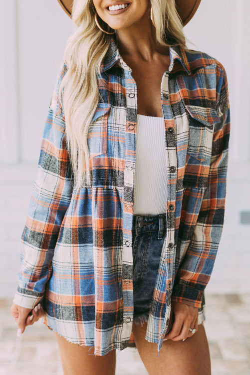 Paisley plaid babydoll button down