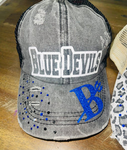 Blue devils blinged out hat