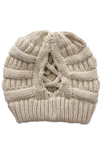 Apricot crossback beanie