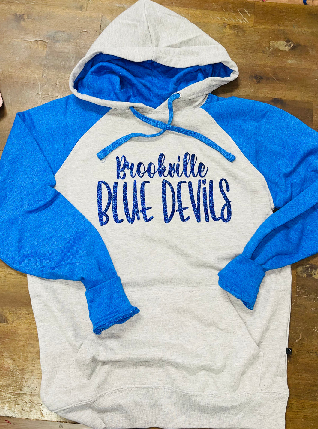 Blue devils premium hoodie glitter design small