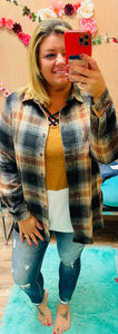 Pumpkin plaid button down