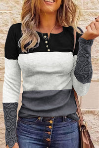 Basically perfect colorblock lace sleeve