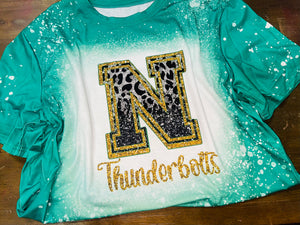 Thunderbolts glitter leopard faux bleached design