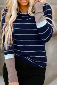 Navy baby long sleeved striped