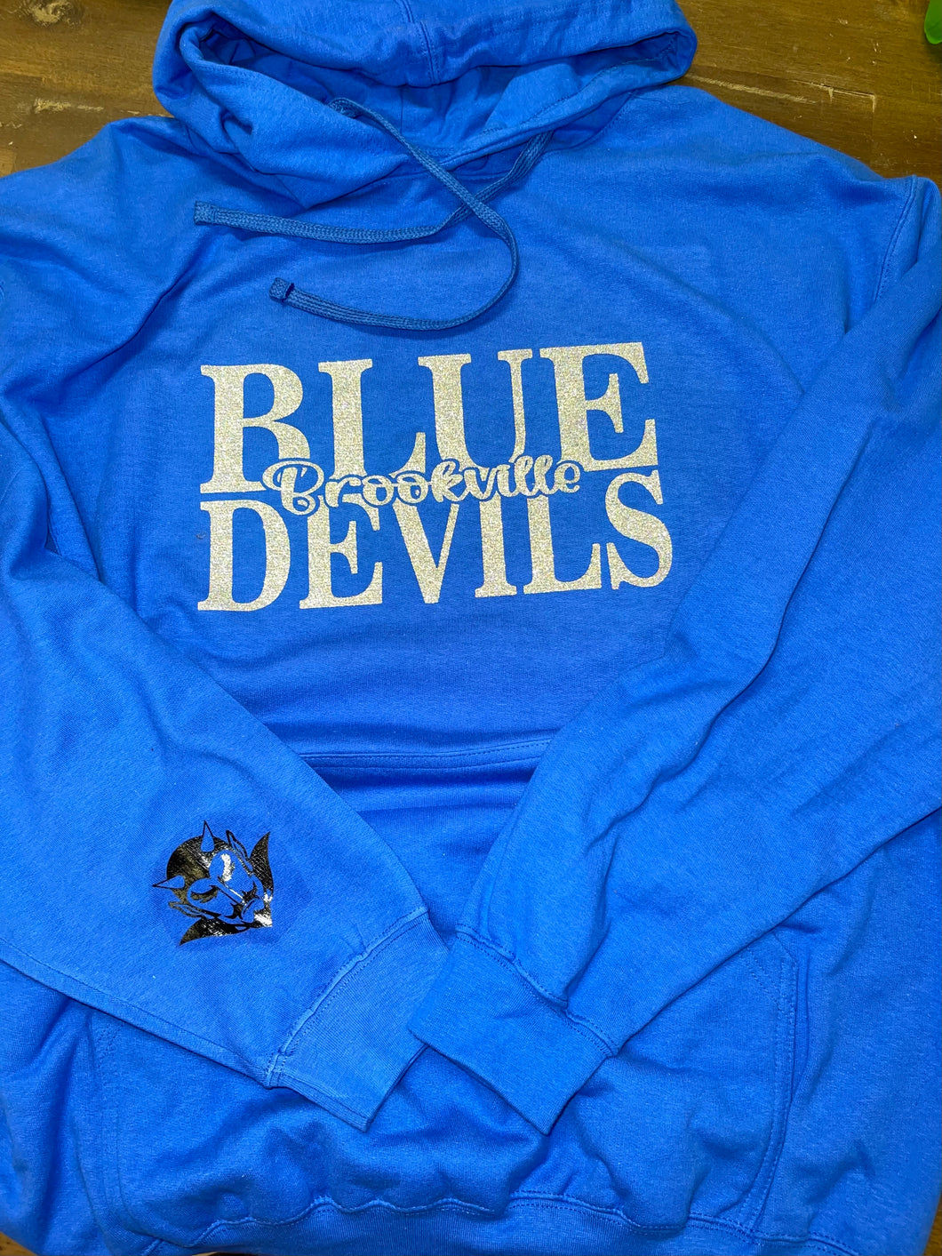 Blue devils blocked design hooded sweatshirt